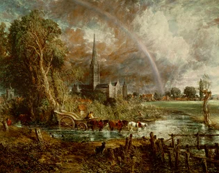 Salisbury-katedralen set fra engene, 1831