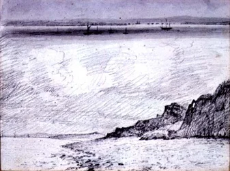 Sheerness; Kystscene nær Southend, 1814 (tegning)