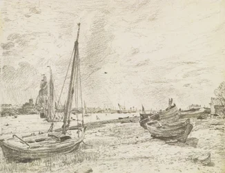 Skibsfart på Themsen, ca.1818 (grafit på papir)