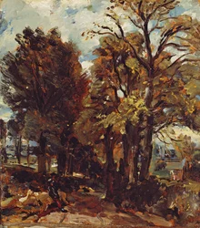 Skitse af en bane ved Østre Bergholt, ca. 1810 (olie på papir lagt på lærred)