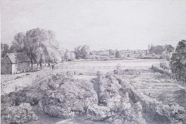 Udsigt over East Bergholt over køkkenhaven ved Golding, Constables hus