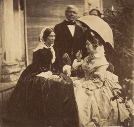[Grevinde konserves med gæster, regeringshuset, Allahabad], 1858.