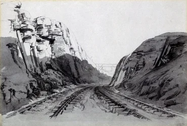 Blisworth Cutting, Northamptonshire, september 1838 (pen & blæk og vask på papir)