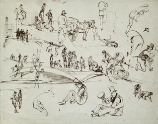 Konstruktion af London og Birmingham Railway, ca. 1835 (brunt blæk på papir; sammensat skitse)