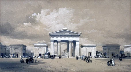 Euston Arch, april 1838 (pen & blæk og vask på papir)