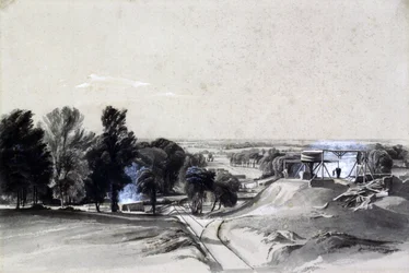 Fra oven, Kilsby Tunnel, Northamptonshire, 20. juli 1837 (pen & blæk og vask på papir)