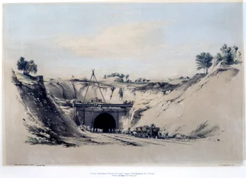 Watford Tunnel, Hertfordshire, 6. juni 1837 (farve lith)