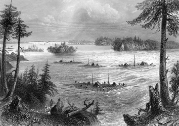 Krydset mellem Ottawa og St Lawrence-floderne, Canada, 1842.