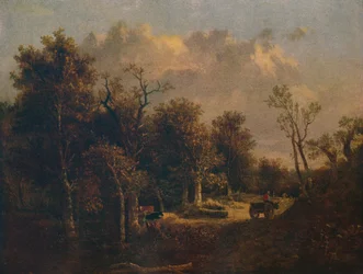 The Edge of the Forest, med gårdvogn og kvæg, c1811