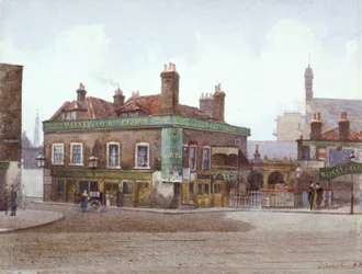 Green Gate Tavern ved krydset af City Road og Bath Street, London, c1880