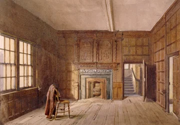 Indvendig udsigt af Sir John Spencers værelse i Canonbury House, Islington, London, 1887