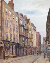Lost London: Holywell Street, set mod vest (farvelitografi)
