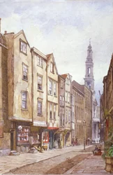 Udsigt over Drury Court, med udsigt mod St Mary le Strand, Westminster, London, 1882
