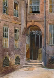 Udsigt over en port i Elm Court, Inner Temple, London, 1879.