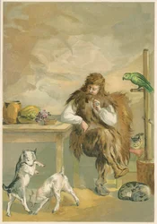 Scene fra Robinson Crusoe af Daniel Defoe, 1892