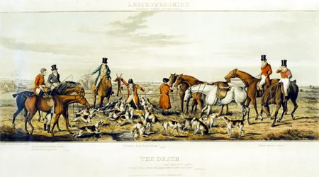 The Death, The Leicestershires, graveret af Henry Alken (1785-1851) 1825 (farvegravering)