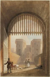 Gateway of the Gaol, Newcastle upon Tyne (bc, blæk og wc på papir)