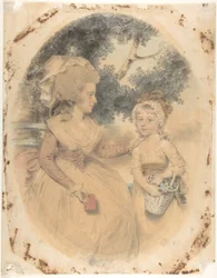 Mrs. Morgan og hendes barn, 1785.