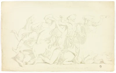 Gammelt Bas-relief med Battle of the Amazons