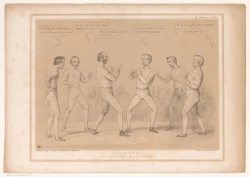 Spotprent mødte Lord Bentinck og Lord Lyndhurst i en bokswedstrijd Sparring. Et sæt til, uden handskerne, forresten Wind-up! (titel på objekt) HB Sketches (serietitel på objekt)