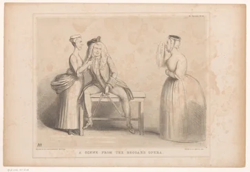 Spotprent med scene fra Tiggerens Opera Scene fra Beggar