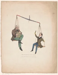 Vægt med forfatterne Walter Scott og Thomas Moore, The balance of public favor (titel på værket)