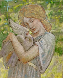 Pige med en due (pastel)