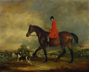 Kaptajn Garth på sin Bay Hunter med Hounds