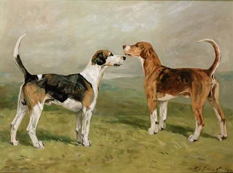 To hunde i et landskab