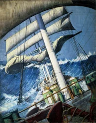 Endymion-broen i dårligt vejr. Olie på papir af Herbert Barnard John Everett (1876-1949)