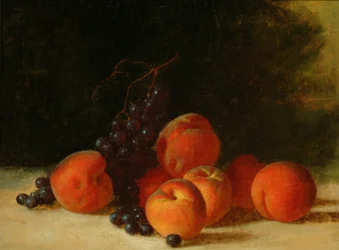 Stilleben med druer og ferskner, ca. 1845 (olie på lærred)