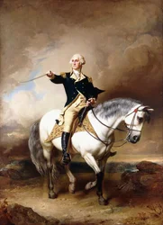 Portræt af George Washington tager salut ved Trenton,