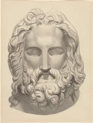 Antique Bearded Head (pensel og gråt blæk med grå vask)