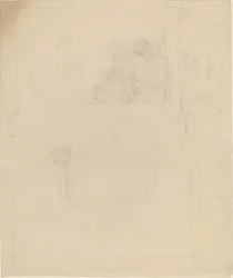 Design til et monument til Sir William Jones (?) [recto and verso]
