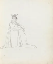 Tegning af Mrs Siddons som Constance, 1783 (pen, blæk og vask på papir)