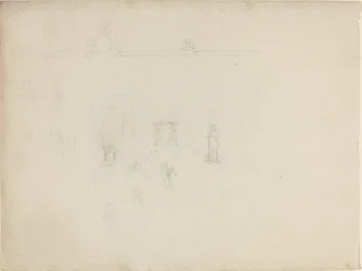 Ark med arkitektoniske og figurstudier