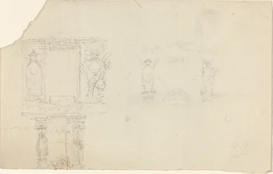 Struktur med figurer i asiatisk kjole (illustration til "Kisten"?)