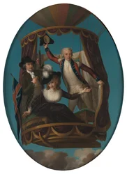 Kaptajn Vincenzo Lunardi med sin assistent George Biggin og fru Letitia Anne Sage i en ballon