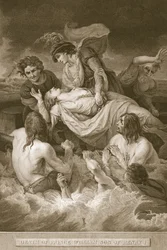 Prins Williams død, søn af Henry I, indgraveret af J. Stow, illustration fra David Humes 