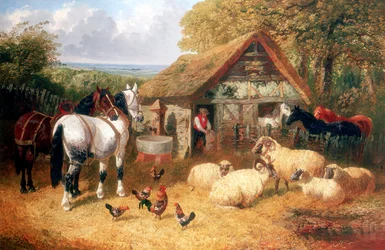 Gårdsscene, c1840-c1900