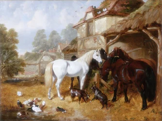 Heste i en gård