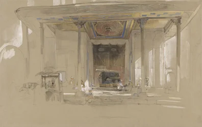 Hovedindgangen til den store moske (Ulucami) Bursa, Tyrkiet, ca. 1840 (wc og kropsfarve over grafit på vævet papir)