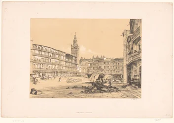 Skitser af en rejse til Spanien: Plaza de San Francisco, i Sevilla Plaza de San Francisco, Sevilla (titel på objekt)