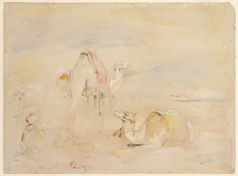 Study for a Halt in the Desert (blyant og akvarel)
