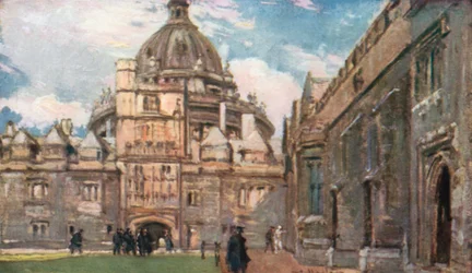 Radcliffe-biblioteket, eller Camera Bodleiana, fra Brasenose College Quadrangle (farvelitografi)