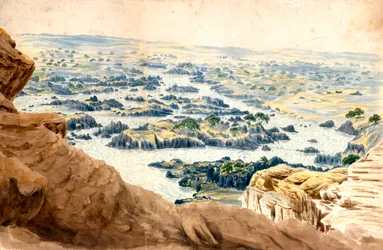 Landskab, grå stær, Egypten, 1800-tallet