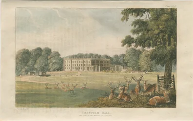 Trentham Hall: farvet litografi, nd [c 1824] (tryk)