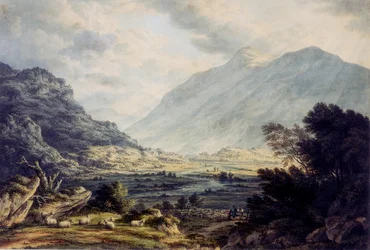 Nær Capel Curig, med udsigt over Mount Snowdon, Wales, omkring 1793-1830 (Akvarel)