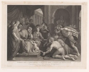 Pyrrhus bragt til kong Glaucias som barn til beskyttelse Pyrrhus, når et barn bringer til Glaucias King of Illyria for beskyttelse (titel på objektet) Hovedmalerier i England (serietitel) The Most Capital Paintings in England (serie tit