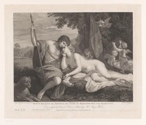 Venus fortæller Adonis historien om Hippomenes og Atalanta Venus om Adonis, historien om Hippomenes og Atalanta (titel på objekt) Hovedmalerier i England (serietitel) The Most Capital Paintings in England (serietitel)